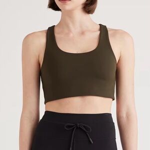 Quince Ultra-Form Scoop Neck Longline Bra in Smokey Olive